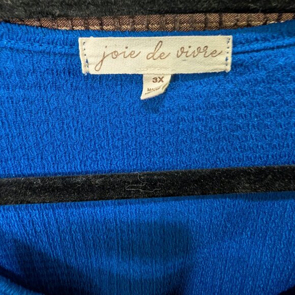 Joie de Vicre Womens Plus Size 2XL 3/4 Sleeve Blue Blouse - Picture 3 of 6